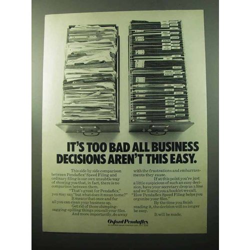 1969 Oxford Pendaflex Speed Filing Ad - Decisions