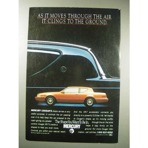 1988 Mercury Cougar XR-7 Car Ad - Clings to the Ground