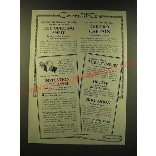 1947 Coward McCann Ad - An anthology revealing the search for god In our day