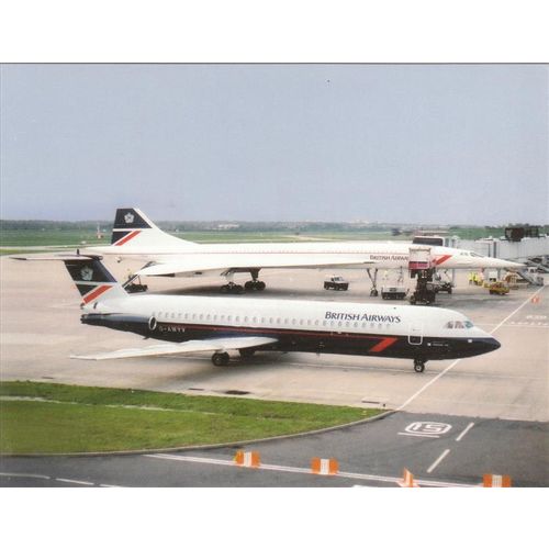 British Airways BAC 111 And Concorde Civil Aircraft Postcard (A22789)