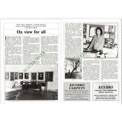 9495) Valence House Dagenham Essex Rita McLean - 1988 Article