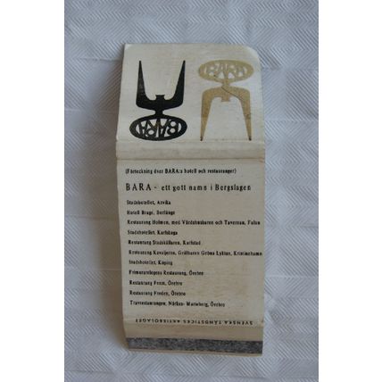 Matchbook Cover Bara - ett gott namn i Bergslagen