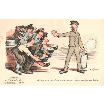 Sergeant Major Serving Morning Tea WW1 Tommy Military Comic Old Postcard