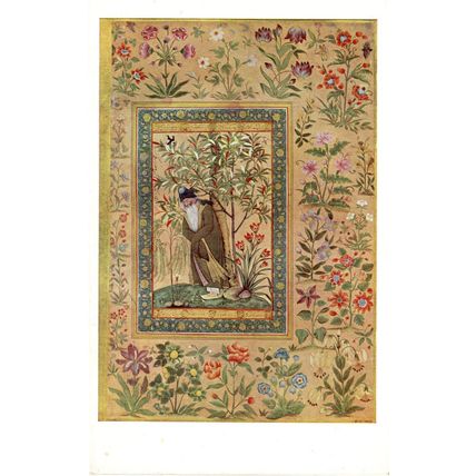 Portrait Of An Aged Mulla Mogul Medieval Indian Embroidery Old Postcard