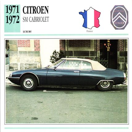 Collectors Club card. Classic Cars. Citroen SM Cabriolet