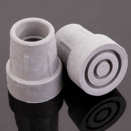 2x HEAVY DUTY 25mm RUBBER FERRULE Grey Walking Stick Cane Crutch Grip Crutch End