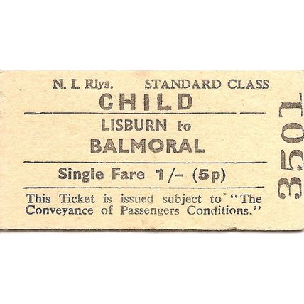 Northern Ireland Railways Edmondson Ticket - Lisburn to Balmoral