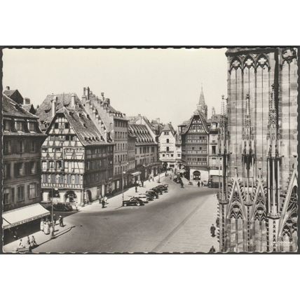 Place de la Cathédrale, Strasbourg, c.1950s - La Cigogne Photo CPSM