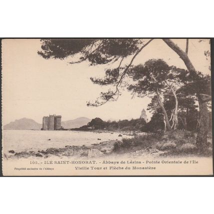 Vieille Tour et Flèche du Monastère, Île Saint-Honorat, c.1905-10 - L'Abbaye CPA