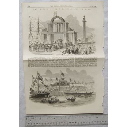 1854 engravings & article Her Majesty's visit to Hull & Grimsby