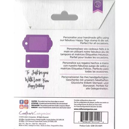 Crafter's Companion. Gemini. Happy Tags Stamp & Die Set. Die Cutting