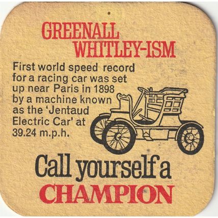 BEER MAT - GREENALL WHITLEY BREWERY - CHAMPION - (Cat No 050) - (1962)
