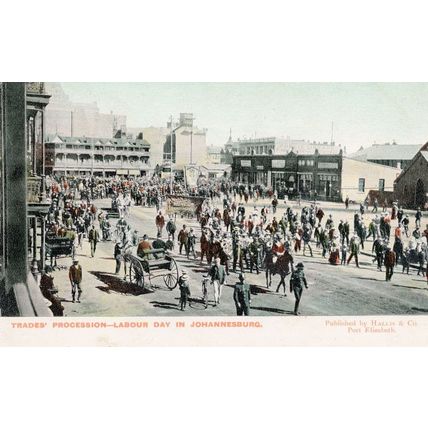 Labour Day in Johannesburg South Africa Trades Procession March Old Postcard