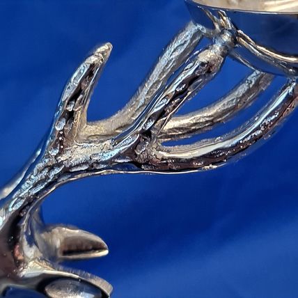 SILVER Metal REINDEER CANDLE Stick HOLDER Christmas Votive Tealight Deer Holiday