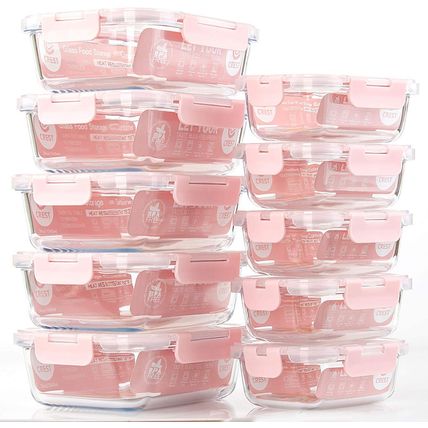C CREST [10 Pack] Glass Meal Prep Containers, Food Storage Containers with Lids