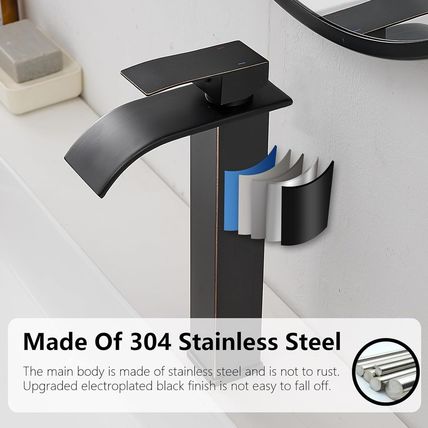 Vessel Sink Faucet Oil Rubbed Bronze, Tall Bathroom Faucet, Waterfall Modern Lav