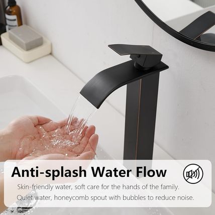 Vessel Sink Faucet Oil Rubbed Bronze, Tall Bathroom Faucet, Waterfall Modern Lav