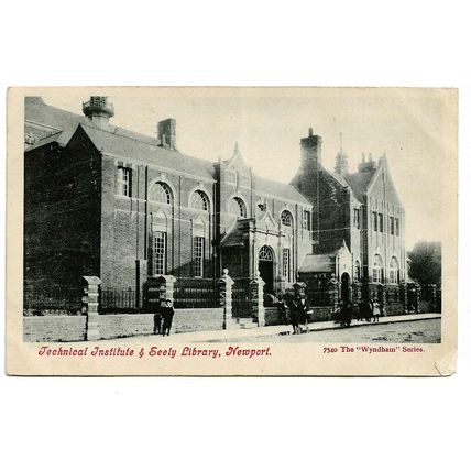 Postcard UK Isle of Wight Newport Technical Institute & Seely Library 1911