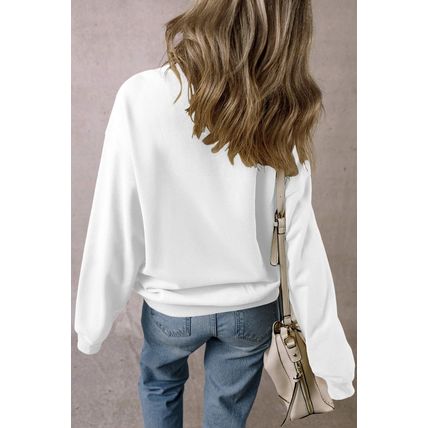 White Rhinestone Butterfly Graphic Crewneck Oversized Sweatshirt