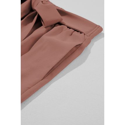 Coffee High Waisted Tie Front Side Pocket Wide Leg Flowy Casual Pants