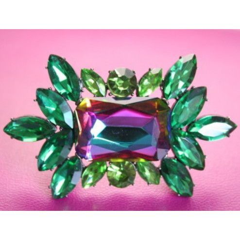 Karen Millen Designer Emerald Blue Pink Coat Brooch Jewellery New With Tag
