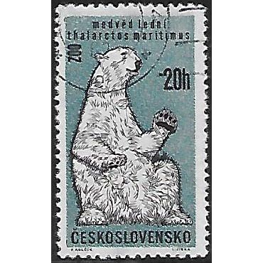 Mi 1335: 20 h. green-blue/black Animals of the Prague Zoo: Polar Bear.
