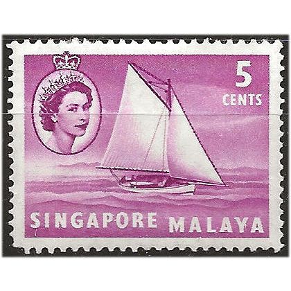 Singapore 1955 SG41 5c Bright Purple Mounted Mint . ..
