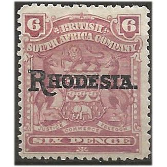 Rhodesia 1909 SG106 6d Reddish-Pink Mounted Mint . ..
