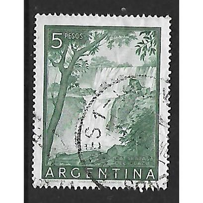 ARGENTINA REP 1954 5p GREEN IGUAZA FALLS SG875a FINE USED