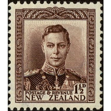 New Zealand KGVI 1938 1½d Brown Mounted Mint MM SG 607 Sc 228 stamp king george