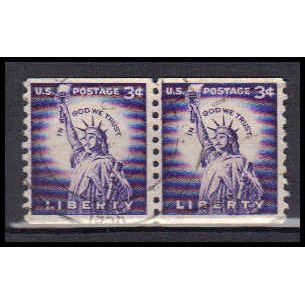 Used 1057 3c Statue of Liberty Fine Pair KA5930