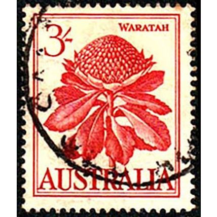 Australia 1959 Flowers 3/- Used Stamp Waratah