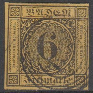 Mi: 7 used 1854 Baden Cat € 35