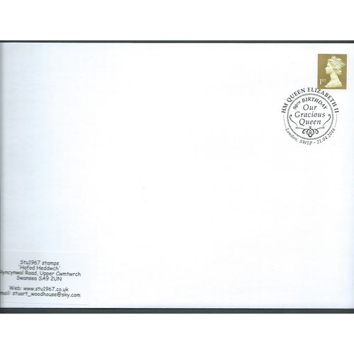 2016 1ST 'GOLD MACHIN '- 'OUR GRACIOUS QUEEN , LONDON SW1P ' PMK (EBIDPACK3774)