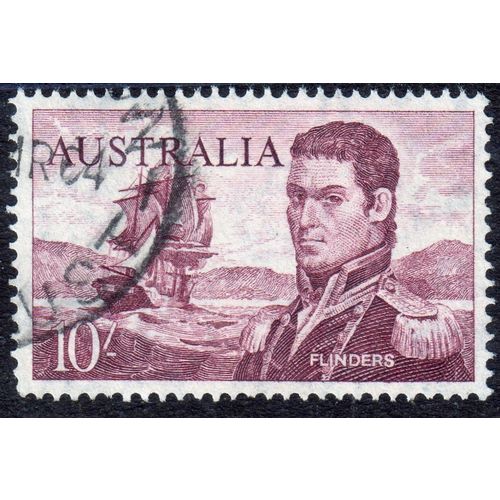 Australia Sg358a 10s Deep Brown Purple (white paper) Very fine used (G185)