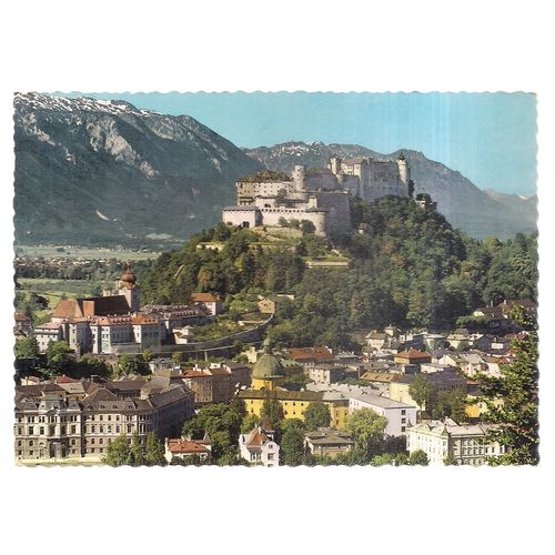 SALZBURG WITH THE NONNBERG CONVENT, AUSTRIA used postcard c. 1990 stamp =