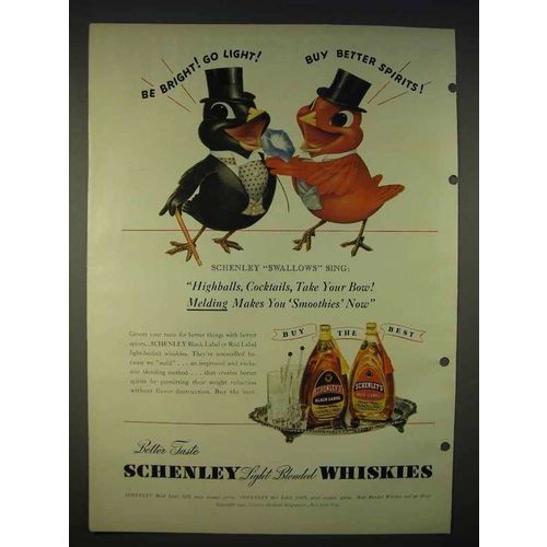 1940 Schenley Whiskey Ad - Be Bright Go Light!