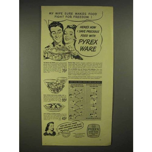 1944 Pyrex Oven Ware Ad - Makes Food Fight for Freedom