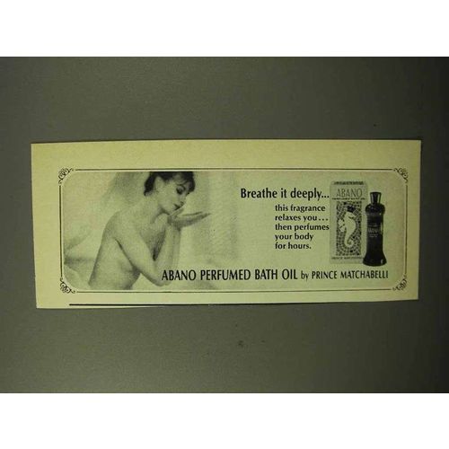 1964 Prince Matchabelli Abano Perfumed Bath Oil Ad
