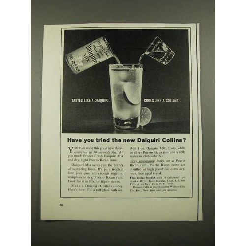 1964 Puerto Rican Rums Ad - Tastes Like a Daiquiri Cools Like a Collins