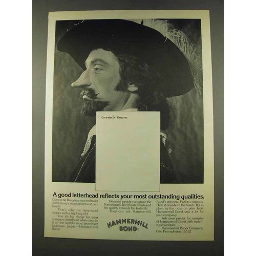 1974 Hammermill Bond Paper Ad - Cyrano de Bergerac
