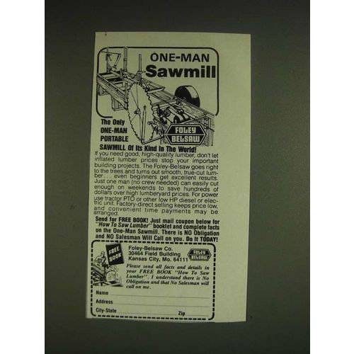 1985 Foley-Belsaw Ad - One-Man Portable Sawmill