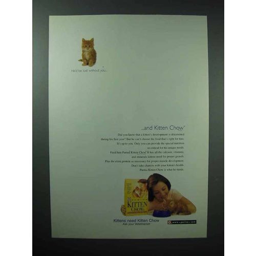 1999 Purina Kitten Chow Cat Food Ad - He'd Be Lost