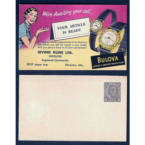 Canada #P70 Postal Card MINT George VI Illustrated Bulova Watch