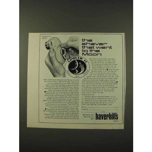 1973 Haverhill's Wind-up Monaco Shaver Ad - To Moon