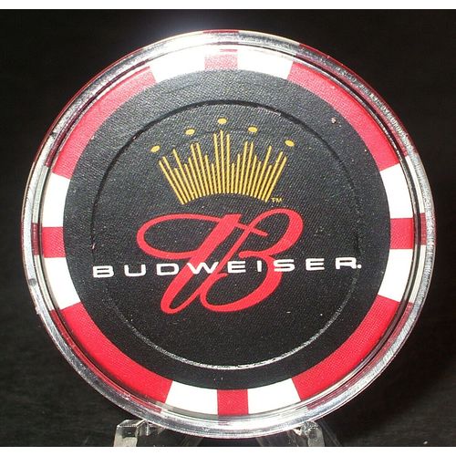 Budweiser Beer POKER CHIP Golf Ball Marker - Red