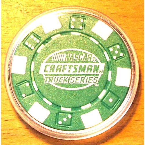 NASCAR TRUCK SERIES POKER CHIP Golf Ball Marker - 10TH ANNIVERSARY - Green