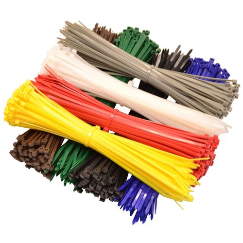 300mm x 4.8mm White Heavy Duty Nylon Coloured Cable Ties - Pack of 100)