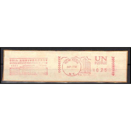 Used Revenue 75c Meter New York, NY. United Nations Postage E1060