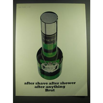 1968 Faberge Brut After Shave Ad - After shave after shower after anything